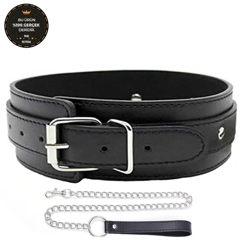 Agor Fetish Fantasy Series Neck Collar – Crna kožna fetiš ogrlica