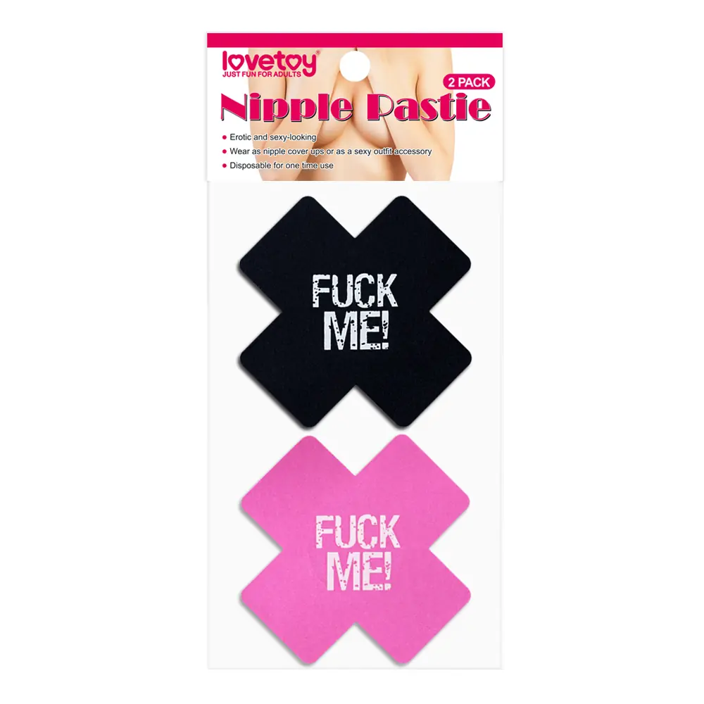 Lovetoy FUCK ME križni uzorak pastija za bradavice (2 paketa)