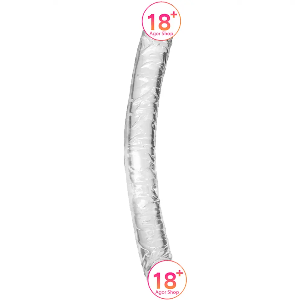 Doc Johnson Crystal Jellies Jr. Double Dong dildo transparent gel tekstura 30 cm