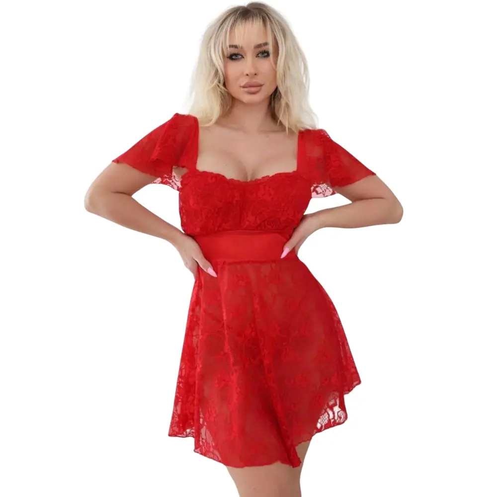 Agor Fantasy Wear crvena nocna košulja s tkaninom