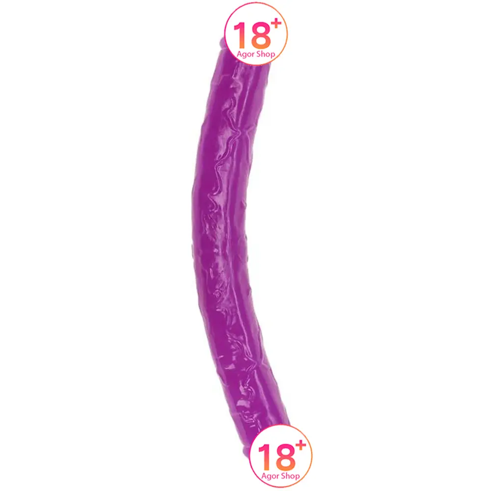 Doc Johnson Crystal Jellies Jr. Dupli Dong Dildo Ljubičasti Gel Tekstura 44,5 cm Penis