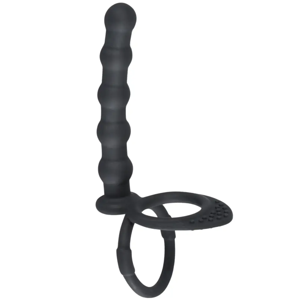 Black Velvets Cock Ring sa analnim dildo-om