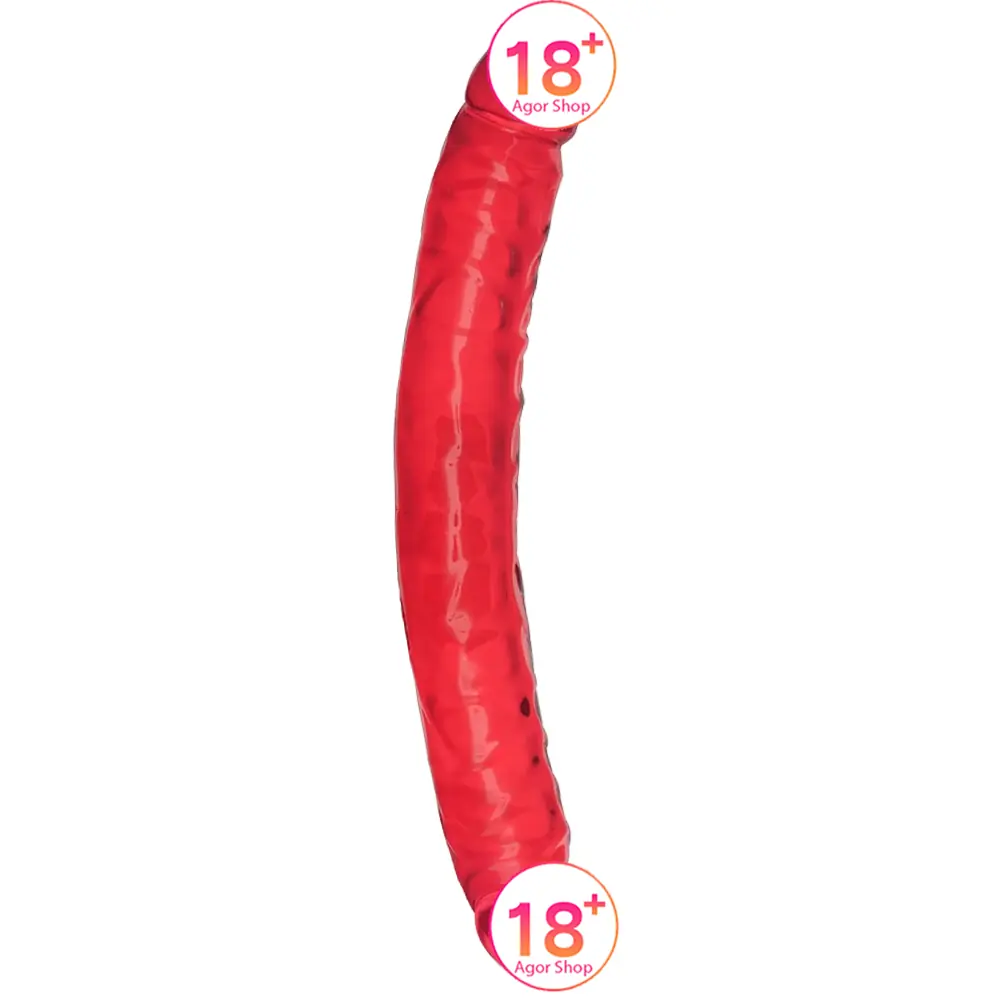 Doc Johnson Crystal Jellies Jr. Double Dong Dildo Pink Jel Tekstura 30 cm Penis