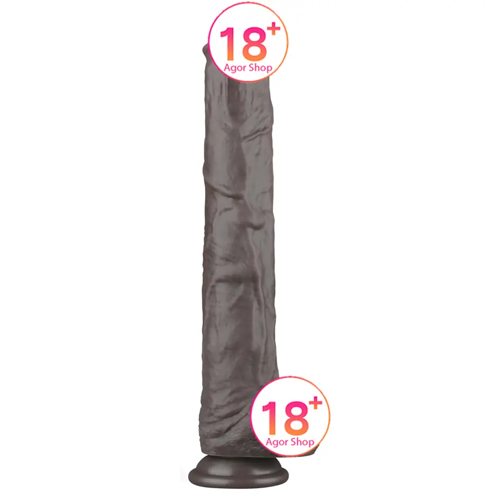 Lovetoy 14,5'' dvostruki sloj savijivi silikonski penis XXL (crna) teksturirani dildo