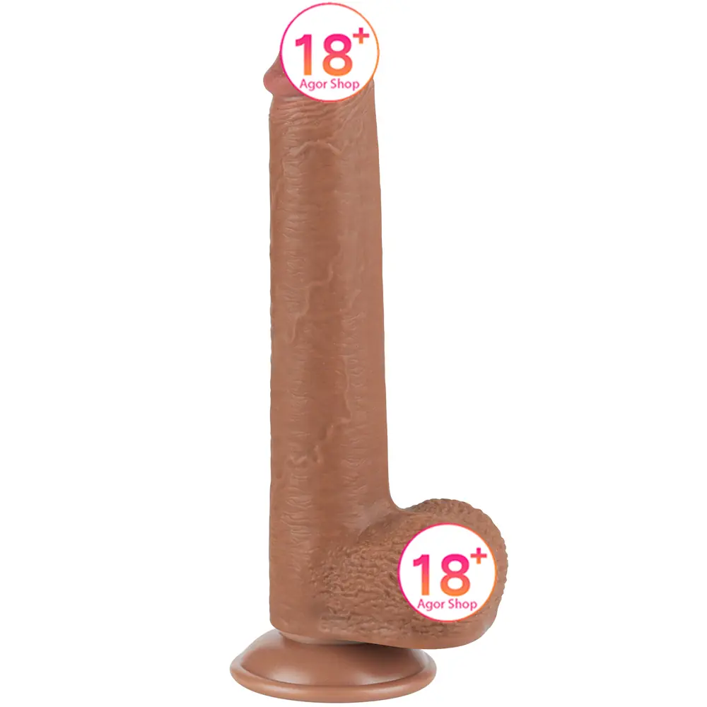 Lovetoy Sliding Skin Dual Layer Dong Braun 23 cm Realistični Penis