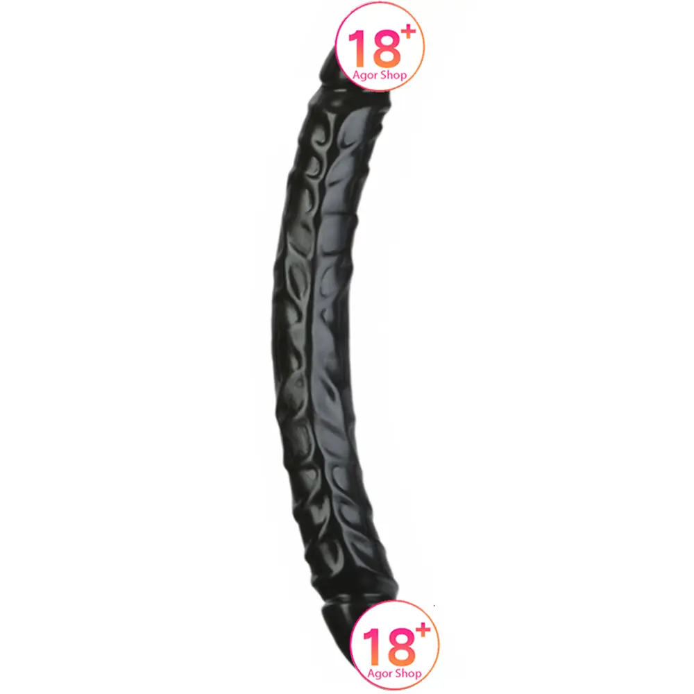 Doc Johnson Classic Jr. Dvostruki Kraj Crni Dildo, Dupla Strana, 30 cm